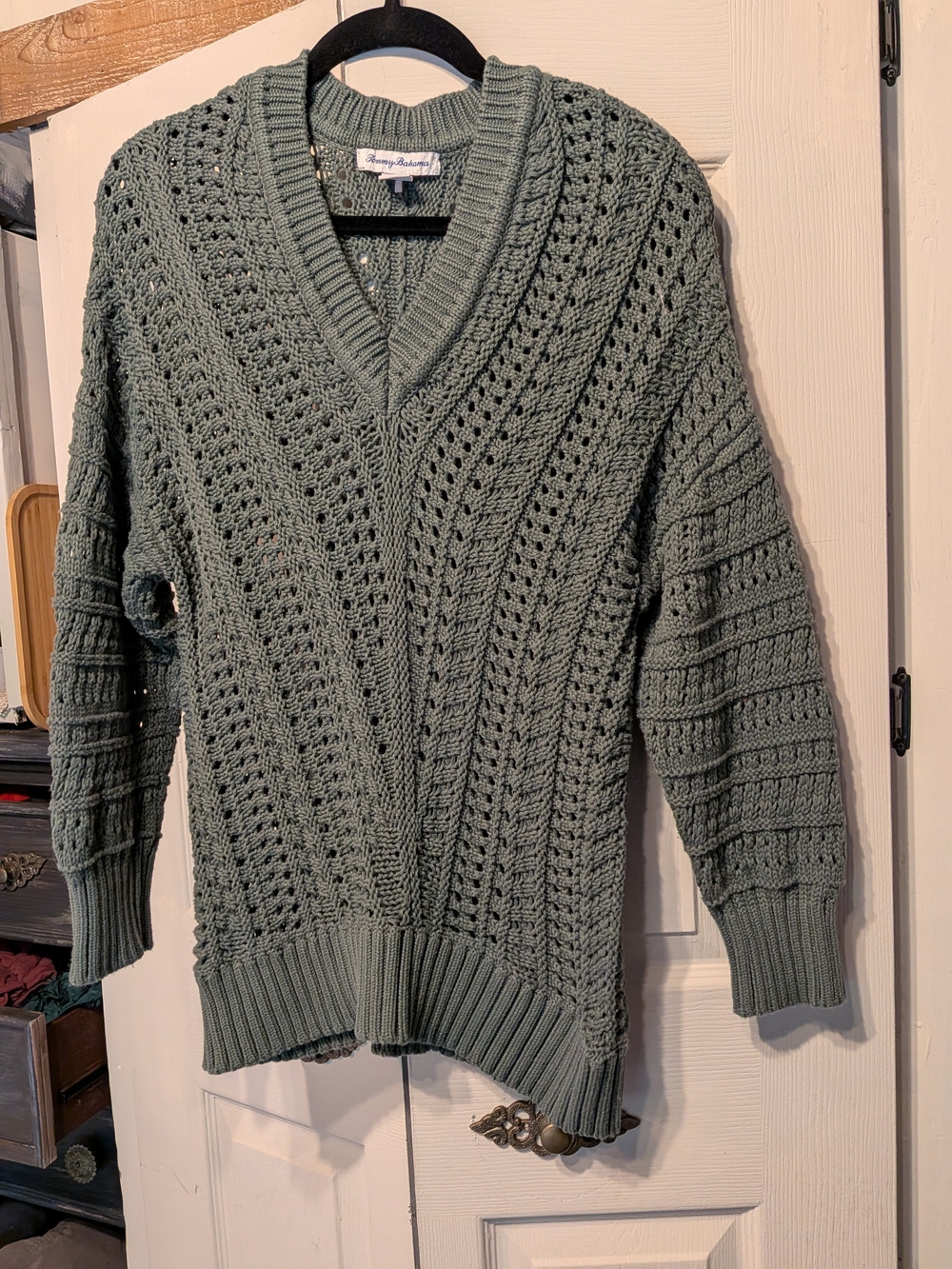 Tommy Bahama Sage Open-Weave Scoop Neck Pullover